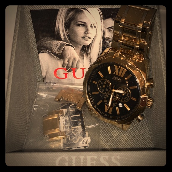 Guess Gold Watch | BLK Face | Heavy Weight | Used - Picture 3 of 5